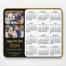 2024 Kalender Zwart Goud Script 2 Familie Foto