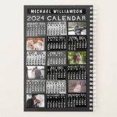 2024 Kalender Zwart Mod 12 Fotocollage Naam SM Planner (Achterkant)