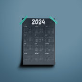 2024 Kalender Zwart-wit Eenvoudig Programmakaart