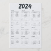 2024 Kalender Zwart-wit Eenvoudig Programmakaart (Voorkant)
