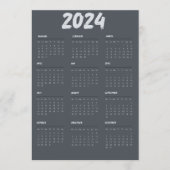 2024 Kalender Zwart-wit Eenvoudig Programmakaart (Voorkant)