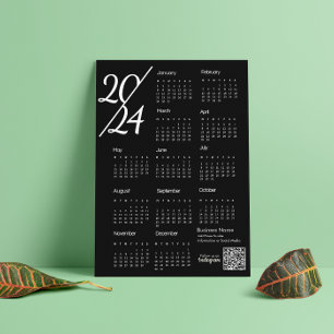 2024 Kalender Zwart-wit Instagram Volg ons Magnetische Uitnodiging