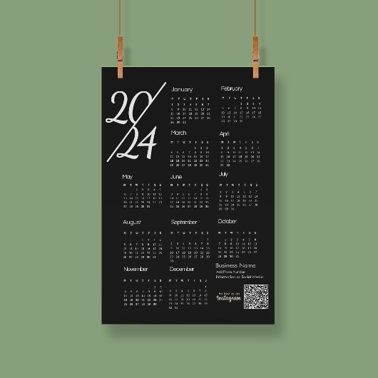 2024 Kalender Zwart-wit Instagram Volg ons Programmakaart