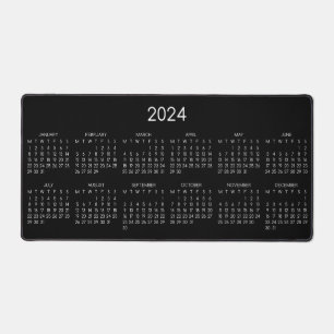 2024 Kalender Zwarte Kleur Achtergrond Bureaumat
