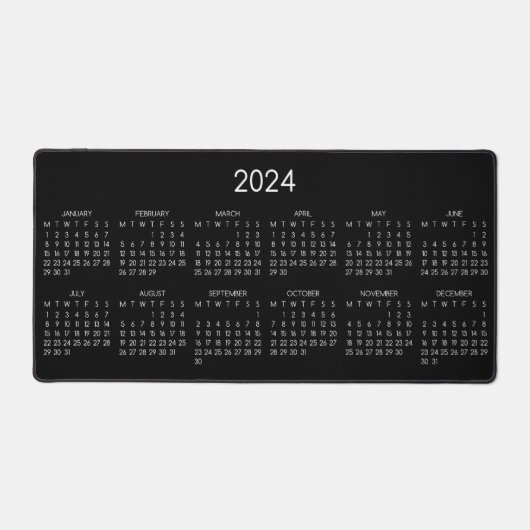 2024 Kalender Zwarte Kleur Achtergrond Bureaumat (Voorkant)