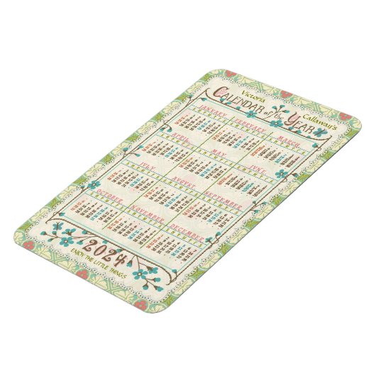 2024 Kalenderjaar Aangepast | Victoriaans art nouv Magneet (Linkerzijde)