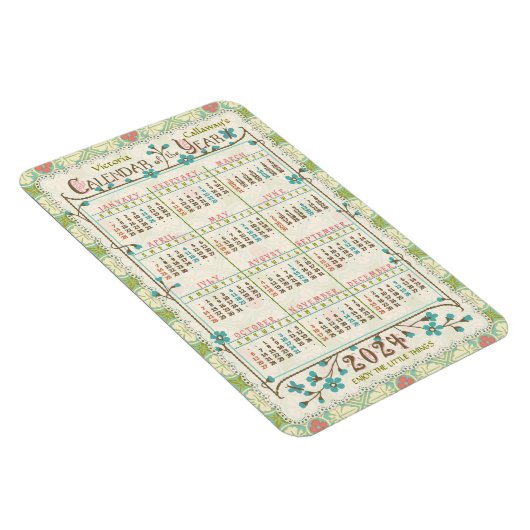 2024 Kalenderjaar Aangepast | Victoriaans art nouv Magneet (Rechterzijde)