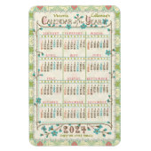 2024 Kalenderjaar Aangepast | Victoriaans art nouv Magneet (Verticaal)