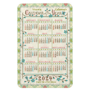 2024 Kalenderjaar Aangepast   Victoriaans art nouv Magneet