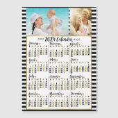 2024 Kalenderjaar Preppy Stripes | Aangepaste foto Magnetische Uitnodiging (Voorkant)