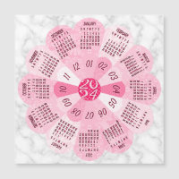 2024 Kalenderjaar Unieke Boho Roze Bloemmagneet