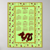 2024 Kalenderjaar van de Dragon Music Luck Poster (Voorkant)
