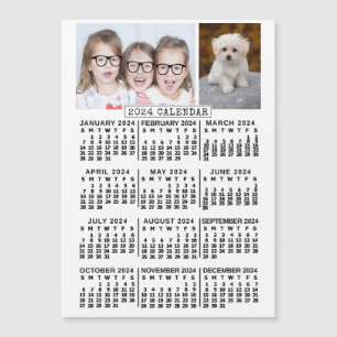 2024 Kalenderjaar Wit   Foto Sjabloon Magneet
