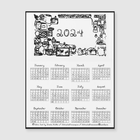 2024 Kalenderstof Lettertype Naaien Fabricated Lij (Voorkant)