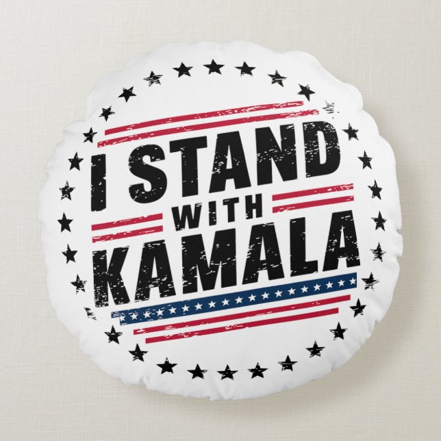 2024 Kamala Harris Mevrouw President USA Stem Rond Kussen (Voorkant)