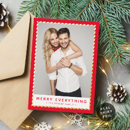 2024 KERSTFOTO eenvoudige gouden rand rode Folie H Feestdagenkaart