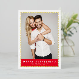 2024 KERSTFOTO eenvoudige gouden rand rood Folie Feestdagenkaart