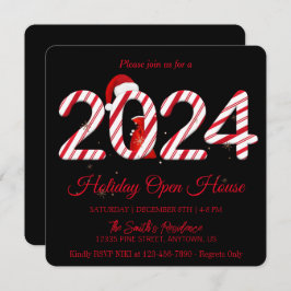 2024 Kerstman, sneeuwvlokken elegant chic Feestdagenkaart