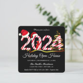 2024 Kerstman, Sneeuwvlokken Elegant Chic Feestdagenkaart (Staand voorkant)