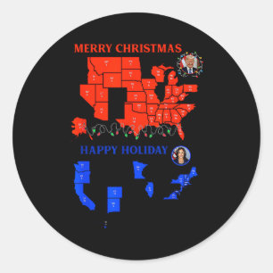 2024 Kieskaart Merry Christmas Trump Grondverschui Ronde Sticker