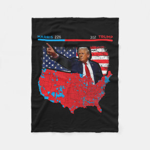 2024 Kieskaart Trump 312 Rood 2024 Verkiezingsuits Fleece Deken
