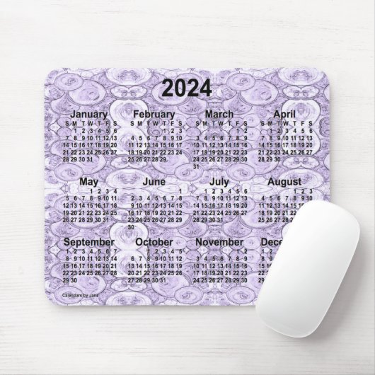 2024 Kleine belletjes Paarse kalender van Janz Muismat (Met muis)