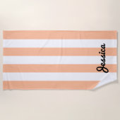 2024 Kleur van het Jaar | Perzik Stripe Strandlake Strandlaken (Voorkant)