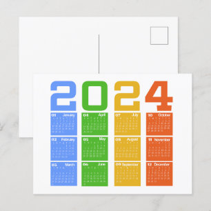 2024 Kleurrijke Kalender Briefkaart