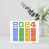 2024 Kleurrijke Kalender Briefkaart (Staand voorkant)