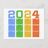 2024 Kleurrijke Kalender Briefkaart (Voorkant)