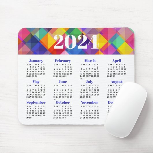 2024 Kleurrijke Kalender Muismat (Met muis)