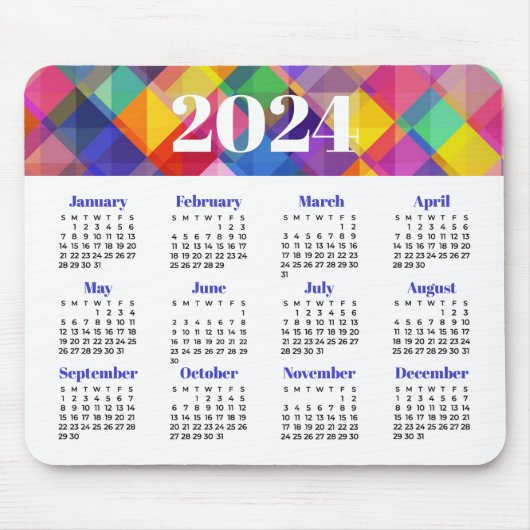 2024 Kleurrijke Kalender Muismat (Voorkant)