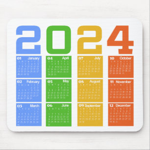 2024 Kleurrijke Kalender Muismat