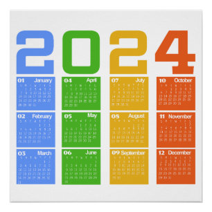 2024 Kleurrijke Kalender Perfect Poster