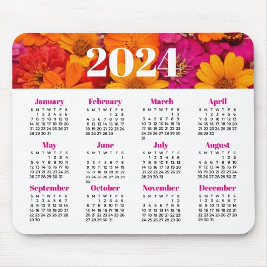 2024 Kleurrijke madeliefjes Muismat (Voorkant)