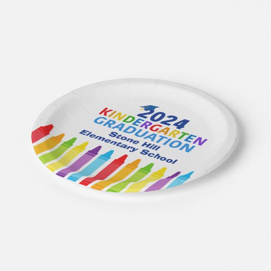 2024 Kleuterschool Afstuderen Custom School Party Papieren Bordje (Gekanteld)