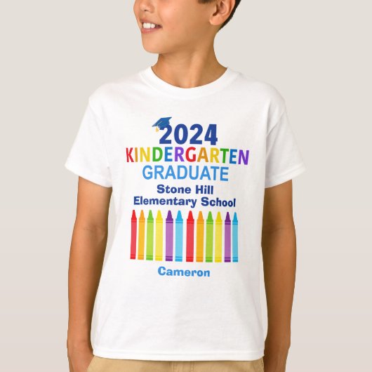 2024 Kleuterschool Afstuderen Schattige Crayon Cus T-shirt (Voorkant)