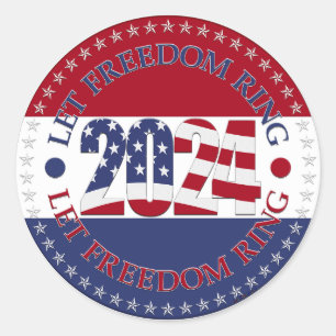 2024 Laat Freedom Ring USA Vlag Ronde Sticker