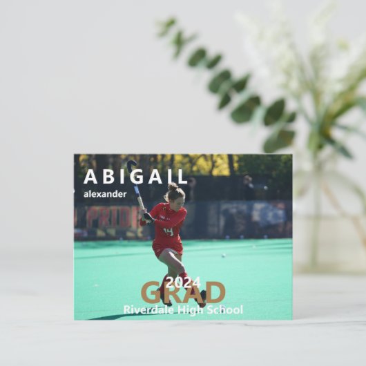 2024 Lacrosse Foto Afstuderen Aankondiging Briefkaart (Staand voorkant)