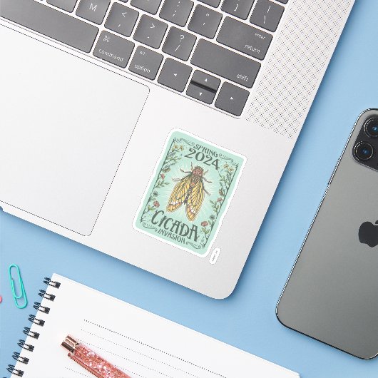 2024 Lente Cicada Invasie Sticker (Laptop met iPhone)