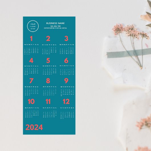 2024 Logo Kalender Blauw en Koraal Roze