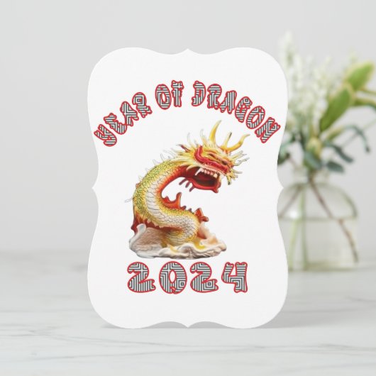 2024 Maan Chinees Nieuwjaar van de Draak Feestdagenkaart (Staand voorkant)