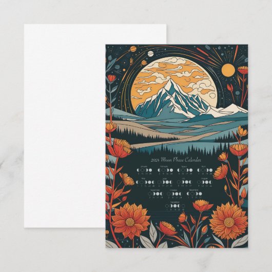 2024 Maancyclus Maankalender Zuidelijk halfrond Bedankkaart (Voorkant / Achterkant)