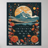 2024 Maancyclus Maankalender Zuidelijk halfrond Poster (Voorkant)