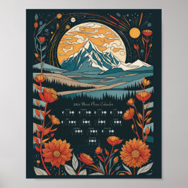 2024 Maancyclus Maankalender Zuidelijk halfrond Poster