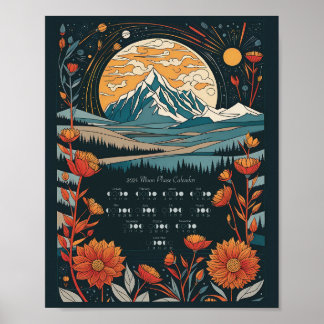 2024 Maancyclus Maankalender Zuidelijk halfrond Poster