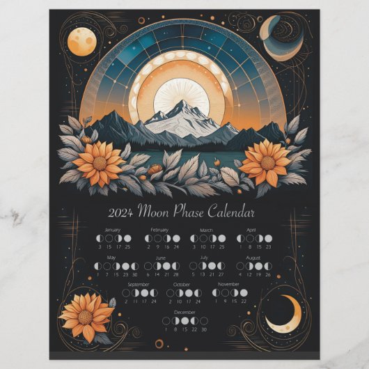 2024 Maancyclus Zonnebloemenkalender Zuidelijke He Flyer (Voorkant)