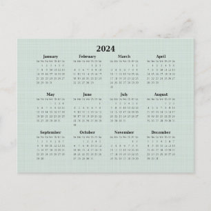 2024 Maandelijkse Agenda Groene Linen Achtergrond Briefkaart