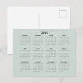 2024 Maandelijkse Agenda Groene Linen Achtergrond Briefkaart (Voorkant / Achterkant)