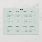 2024 Maandelijkse Agenda Groene Linen Achtergrond Briefkaart (Voorkant)